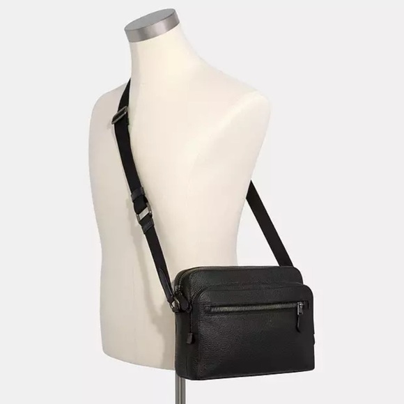 {Coach West Crossbody Camera Bag in Black Pebbled Leather Silver-Toned Hardware} - Picture 2 of 16